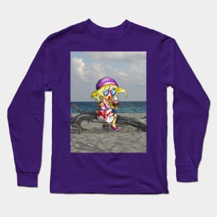 cartoon girl on a cuban beach Long Sleeve T-Shirt